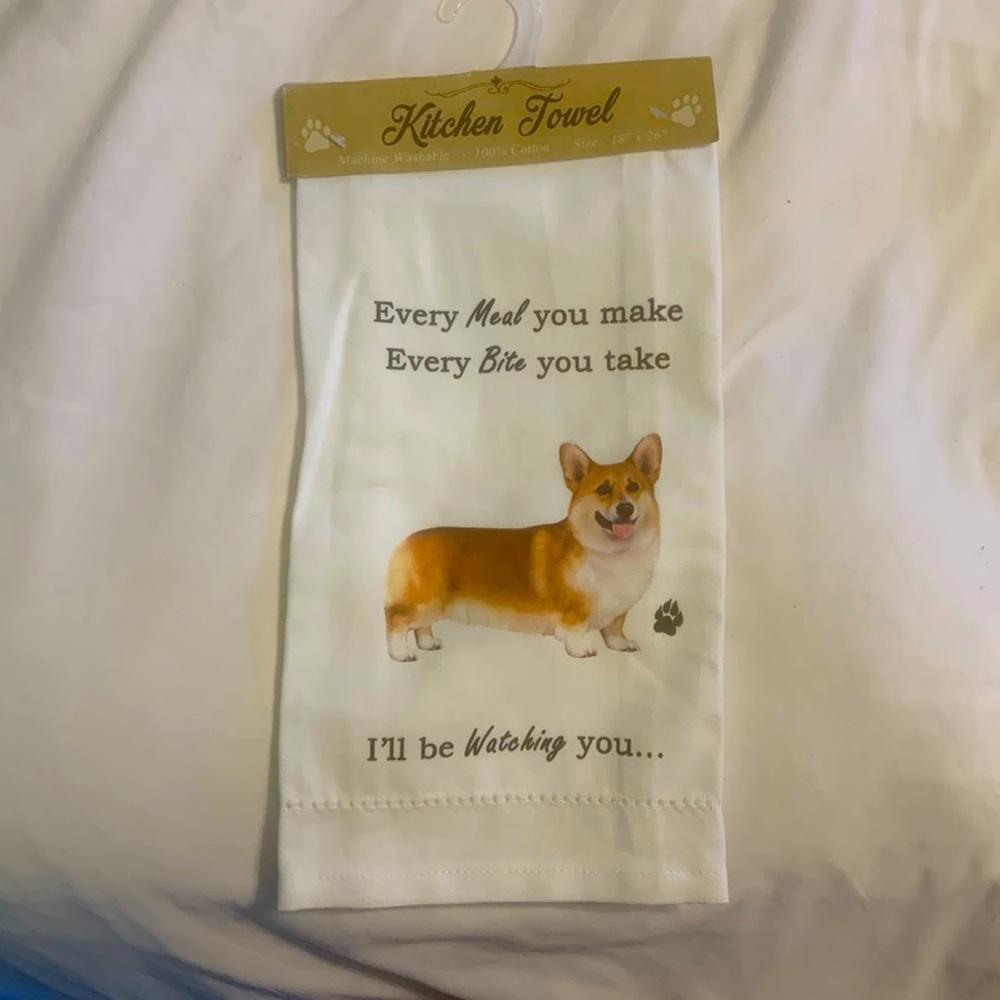 Corgi tea towel
